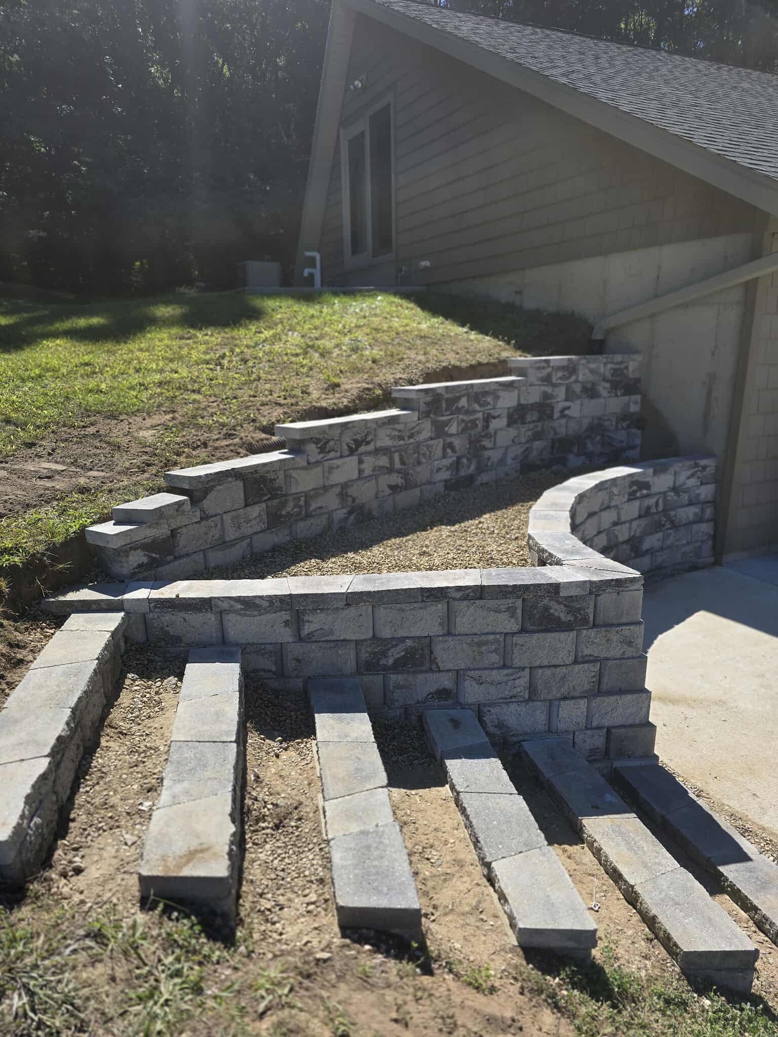 Retaining Wall and Stairs Installation