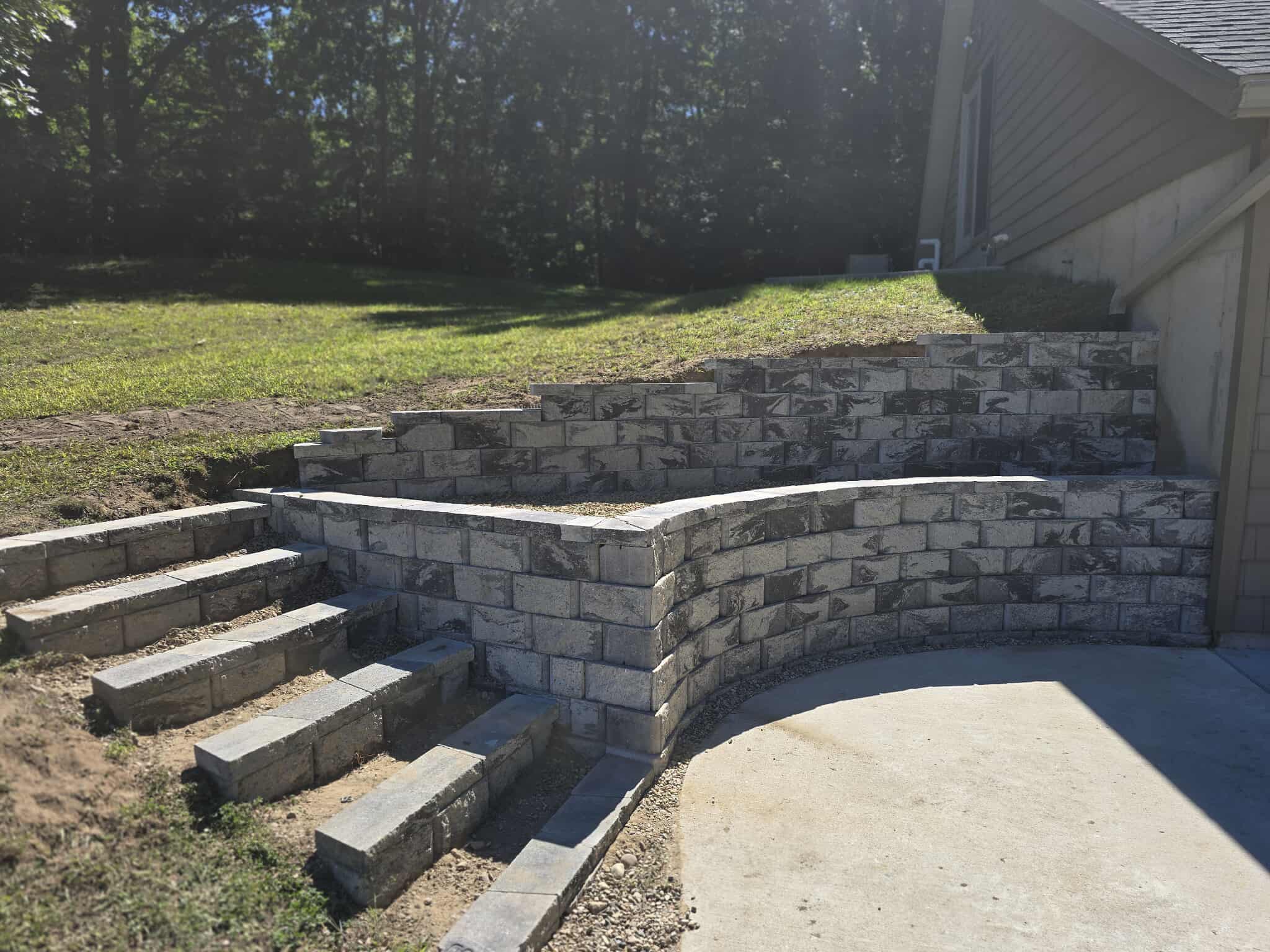 Retaining Wall and Stairs Installation