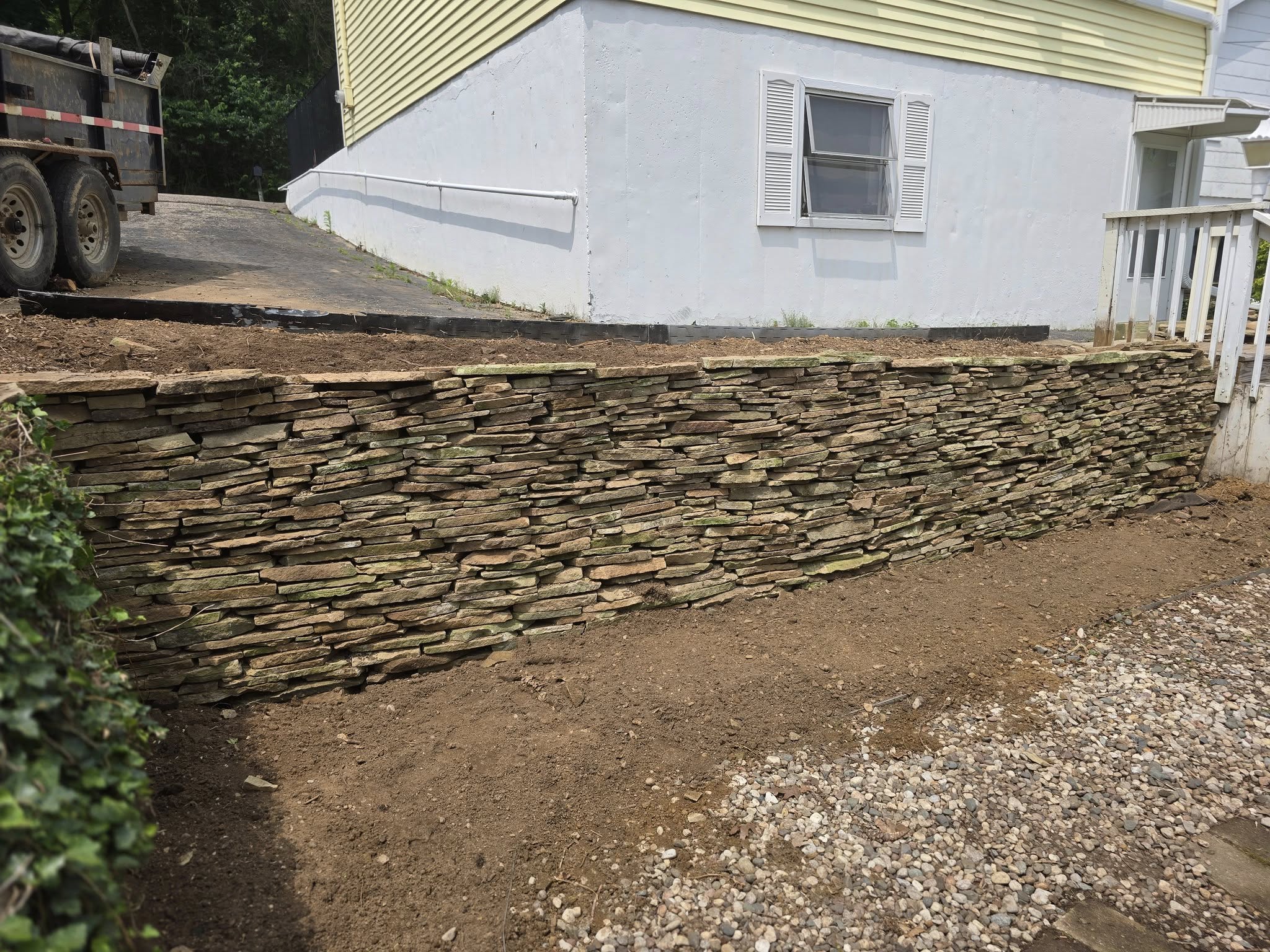 Stone Retaining Wall Installation
